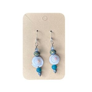 Silver and Blue Seashell Earrings